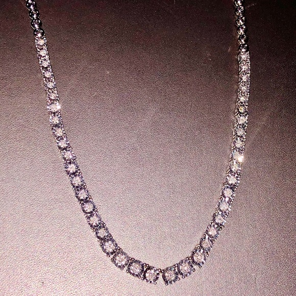 10k white gold Vermeil Genuine REAL diamond women’s tennis chain Stunning Gift! - Picture 10 of 11